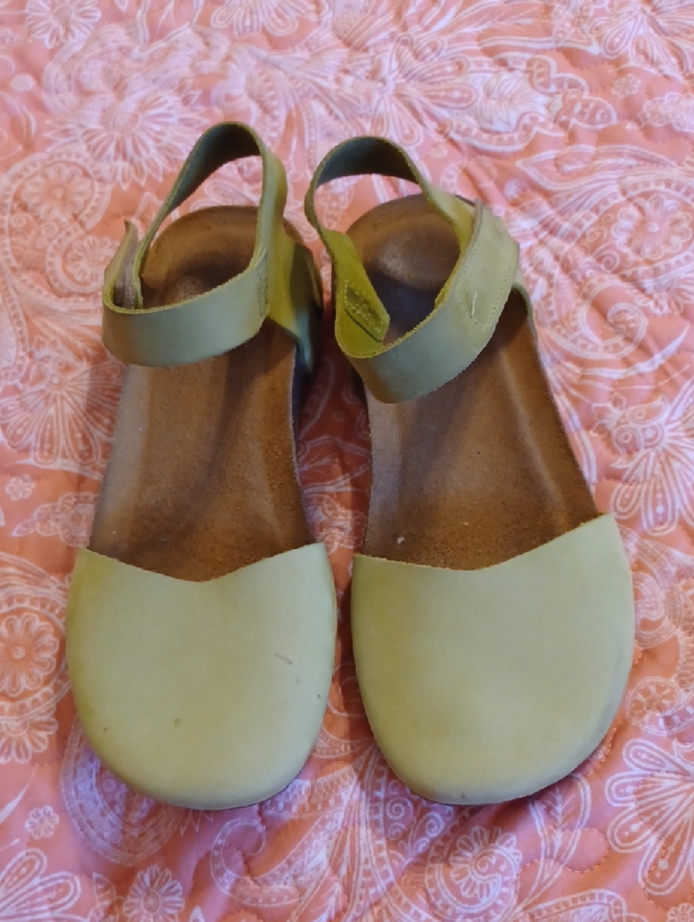 Loints of Holland Sz 38 (US 7 1/2) Basil Green, Nubuck Leather Ankle-Strap Sandl